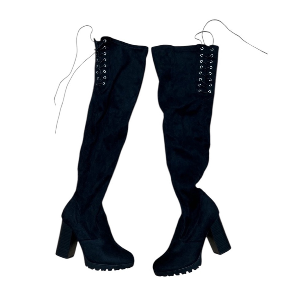 Womens Black Over the Knee Faux Suede Boots 8/9 NWOT